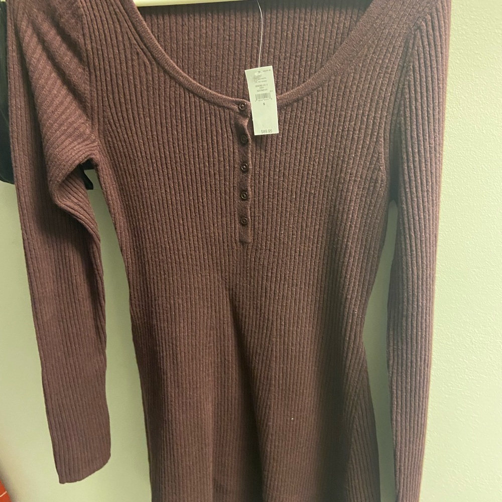 Ribbed Button-Up Knit Cardigan dress in Muted Mauve-cranberry